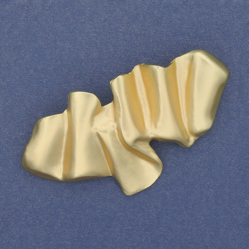 Accent Brooch, golden color, matte gold-tone metal, 60x35 mm