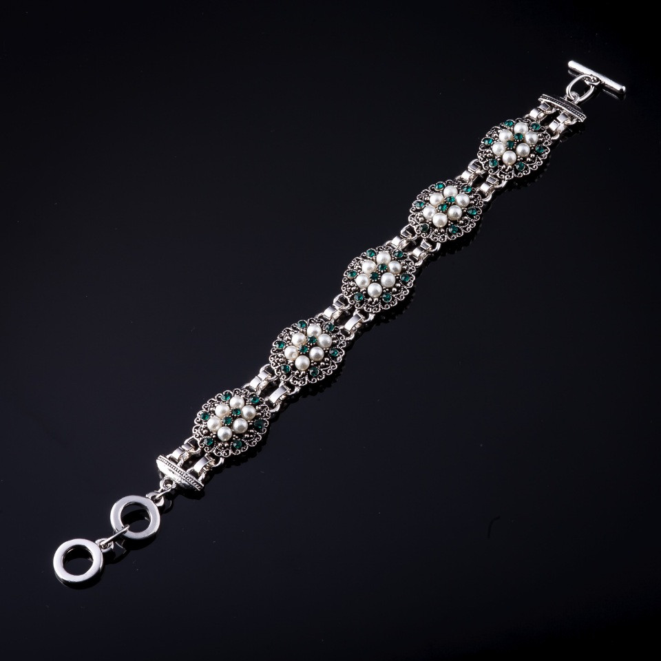 Lisa Bracelet with Green Glass 22 cm