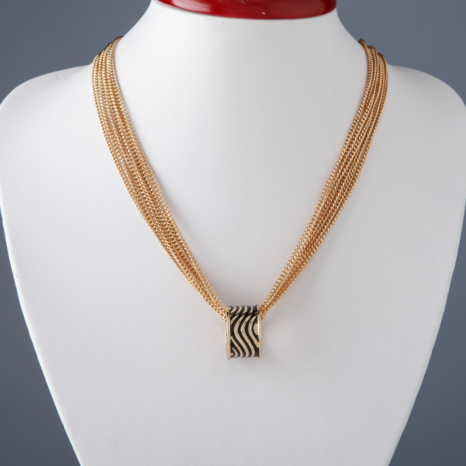 Chain Necklace with Pendant "Ring", 45 cm length, Metal Color
