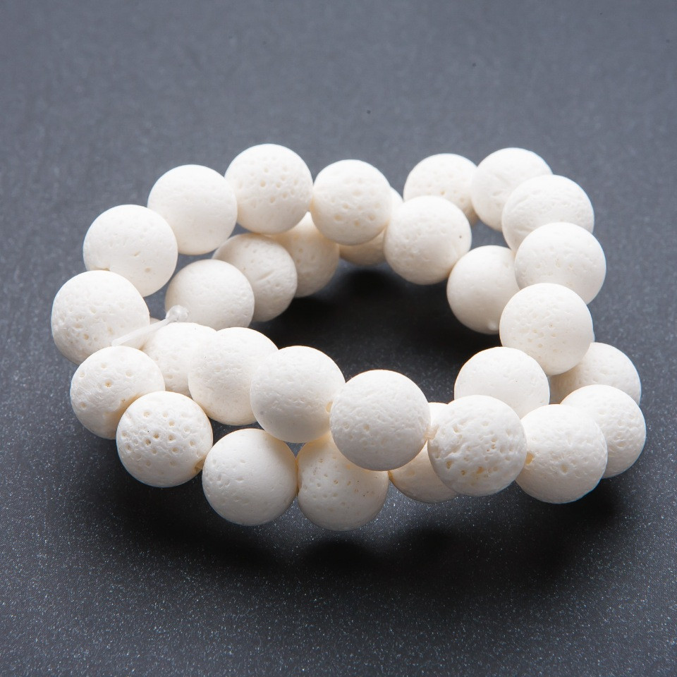 Natural Sponge Coral Beads White Ball 12 mm 40 cm Strand