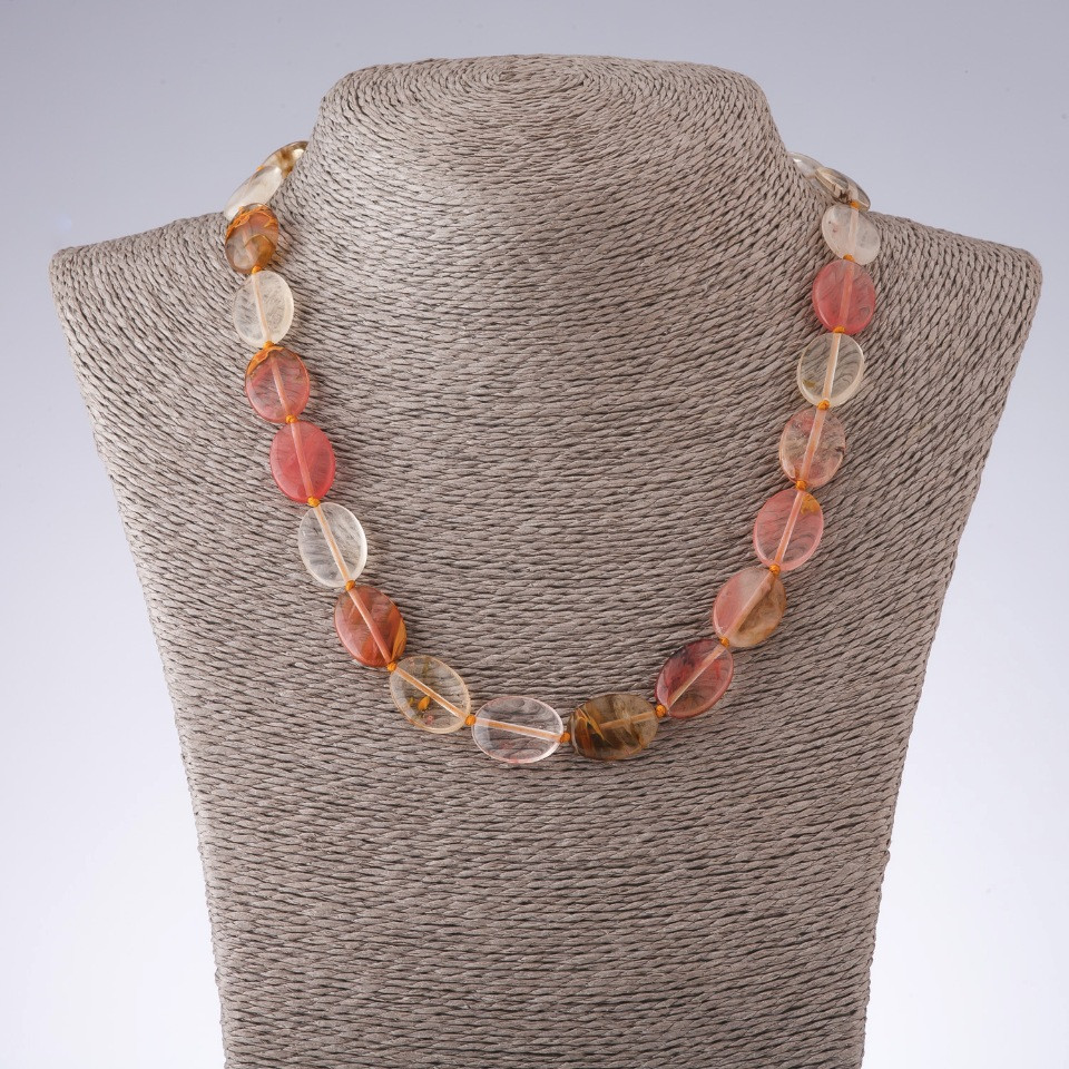 Chalcedony Necklace, Oval Beads 13×18 mm, Length 45 cm