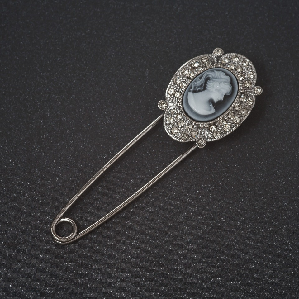Cameo Silver Brooch-Pin, 8 cm