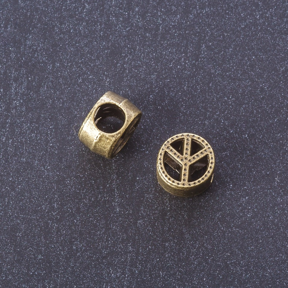 Findings insert 'Peace' bronze color, 4 mm diameter, packaging 20 g +/- 9 pcs