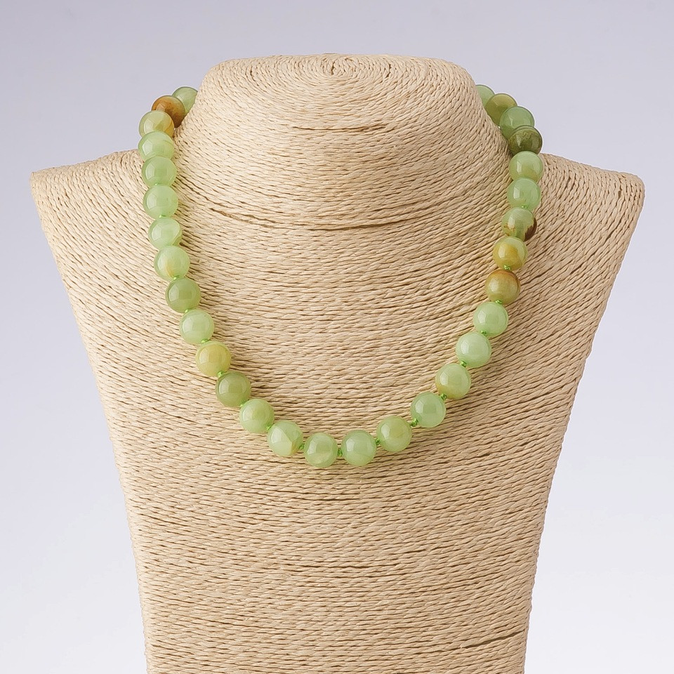 Natural Onyx Beaded Necklace, Smooth Beads, 45 cm Long, 12 mm Diameter