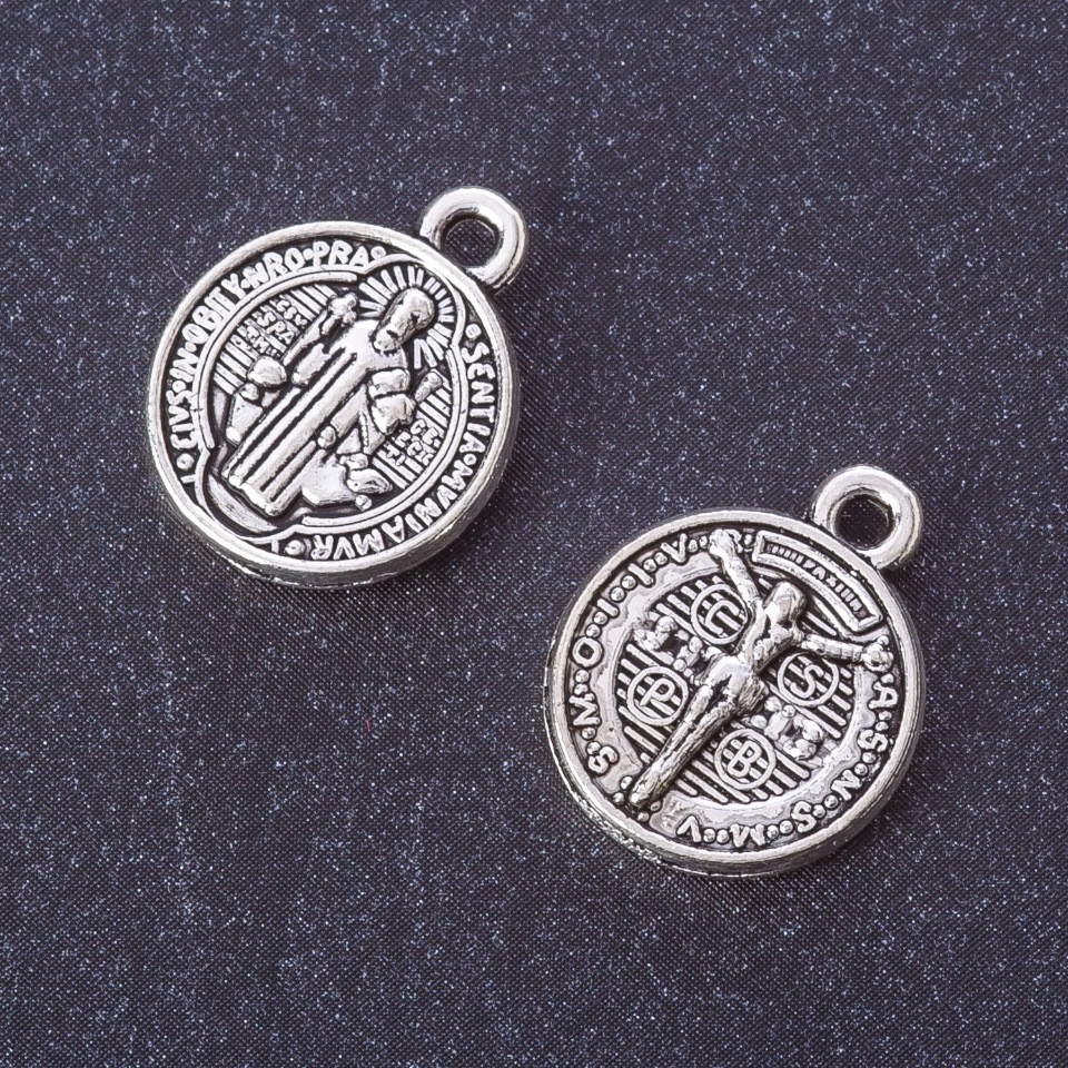 Coin Icon / Crucifix Pendant, metal color 'silver', size 17x13 mm, packaging 20 g +/- 13 pcs