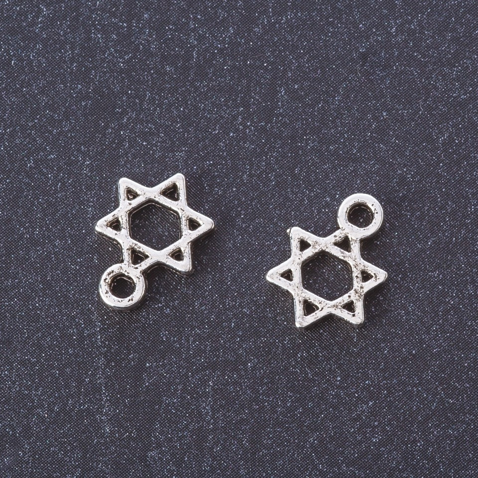 Findings Pendant Star of David, small, metal color silver, 13x9 mm, packaging 20 g, ±45 pcs
