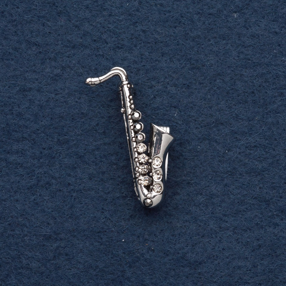 Brooch "Saxophone" 3x1 cm, metal color: dark silver