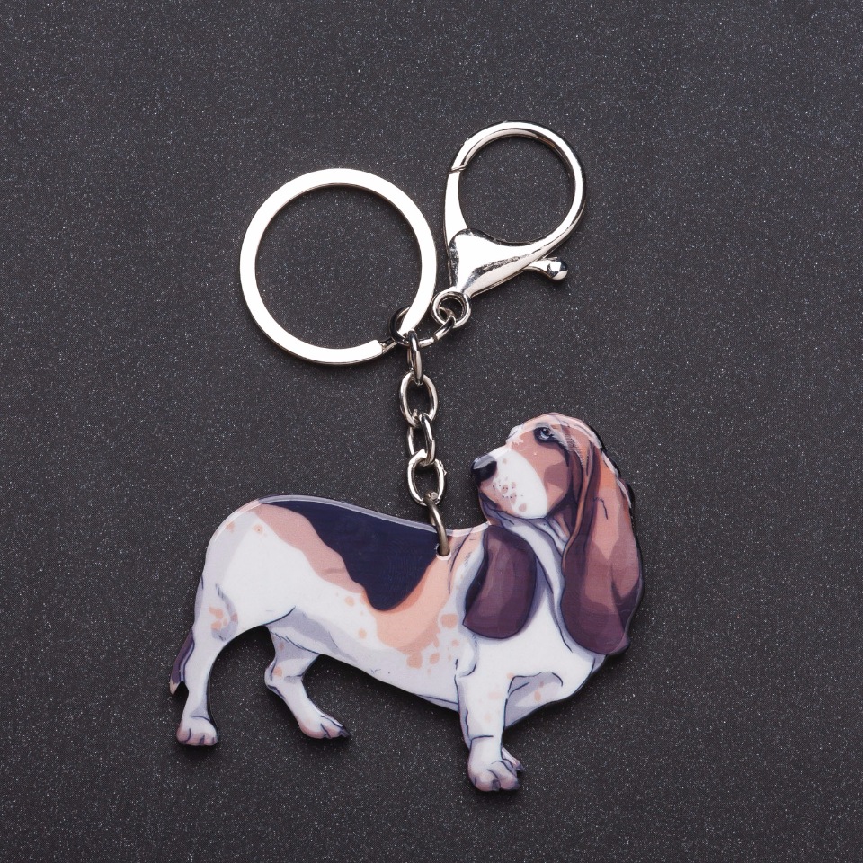 Basset decoupage keychain from the 'Friend' series, 13 cm long
