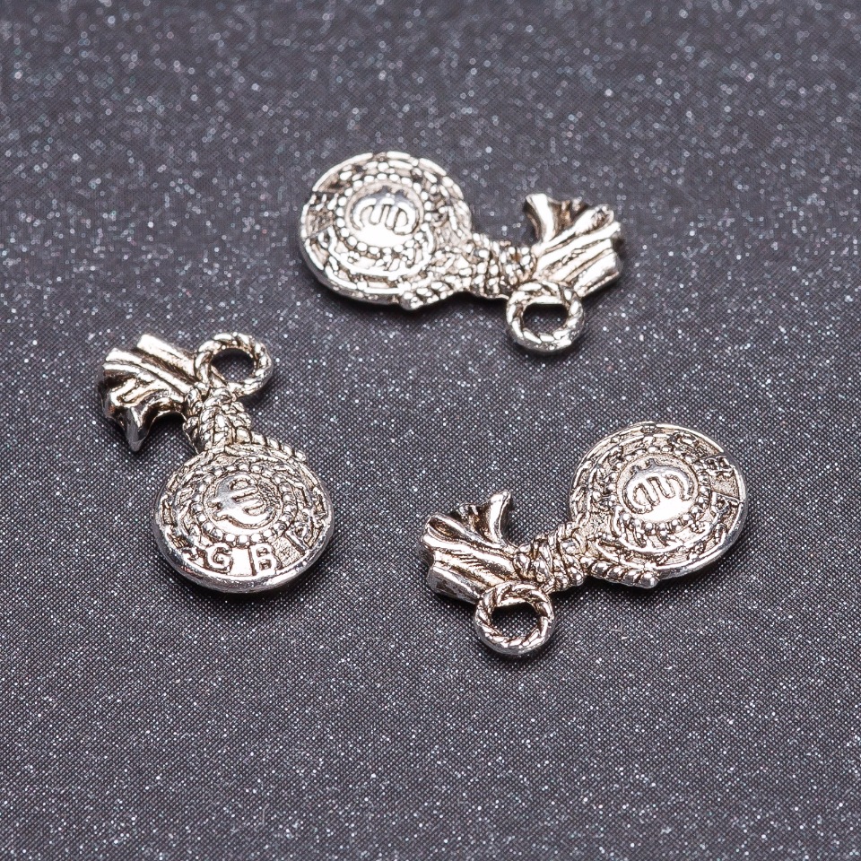 Findings pendant Euro, silver color, 13mm, packaging 20 g, ±25 pcs