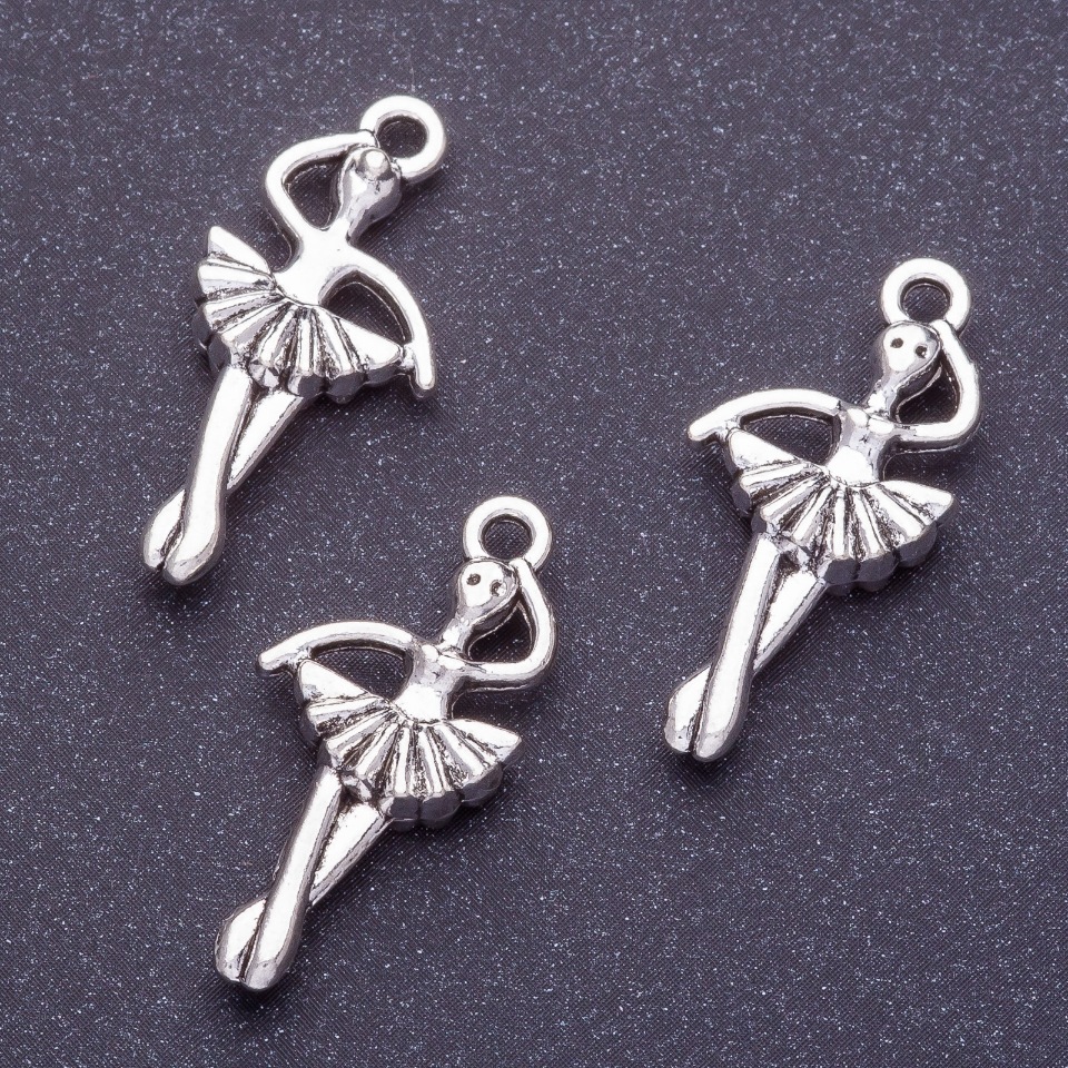 Ballerina pendant findings, L7mm, d1-1.5mm, silver color finish, packaging 20 g, +/- 11 pcs