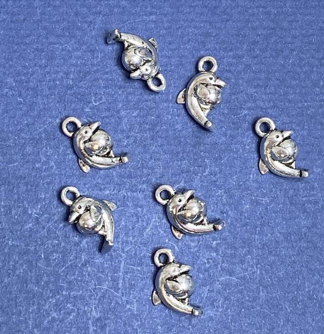 Pendant finding Dolphin with ball, 15×9 mm, pack 20 g, ±17 pcs