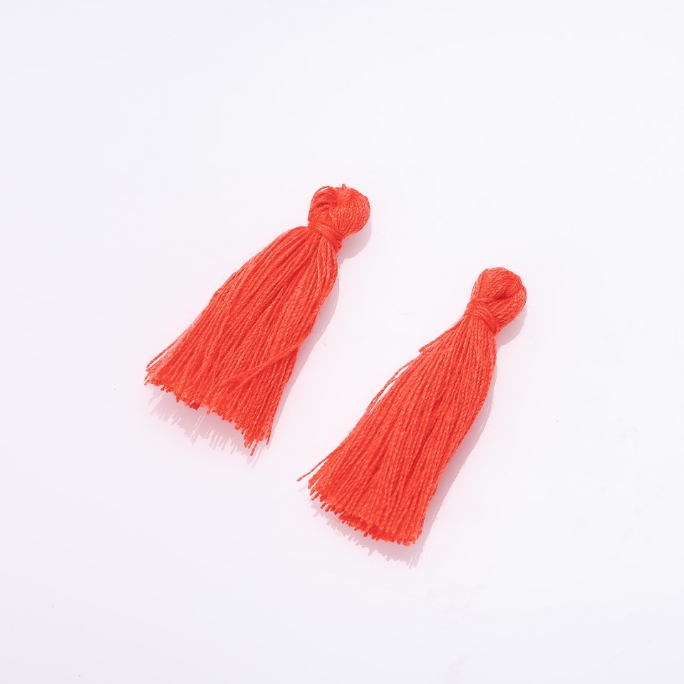 Craft supply: Miniature orange cotton brush, 3 cm long, 4 mm diameter, pair