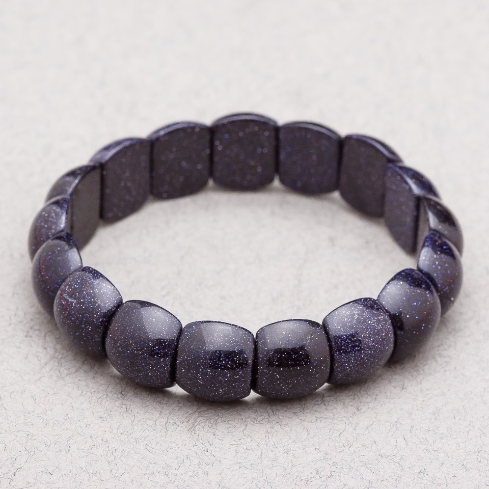 Aventurine Stone Bracelet (synthetic) "Blue Sand of Cairo Night" 15x12x7mm+