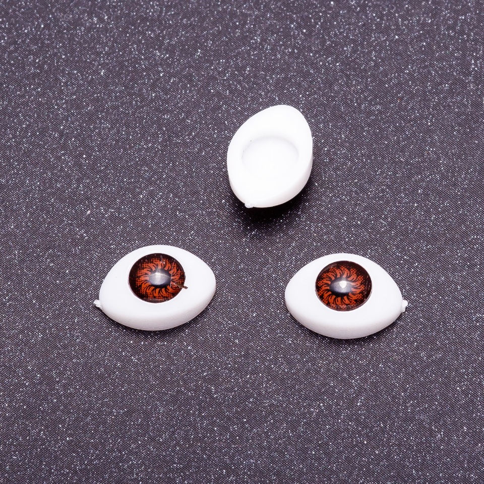 Live Eyes Fittings, Brown, Pupil, 6 mm Diameter, 8×12 mm Shape, 50 Pairs