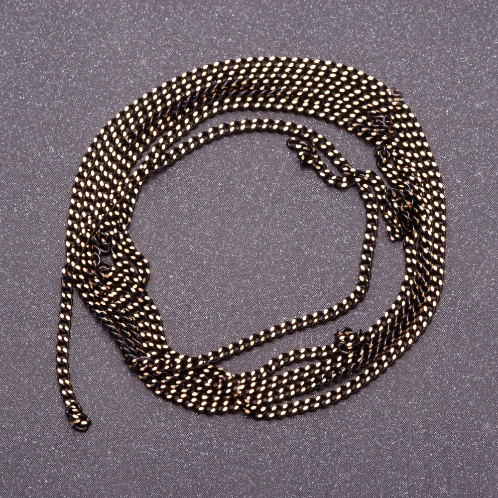 Фурнітура ланцюжок "панцирна" на метраж колір "чорне золото", діаметр 1, 7мм ціна за метр