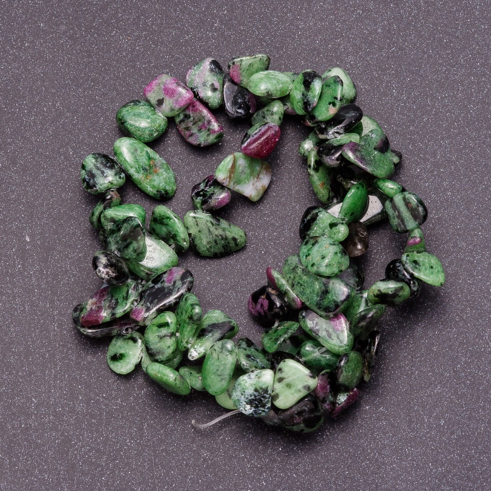 Chrysocolla natural stone beads on thread, butterfly shape, 8-12 mm diameter, 38 cm length