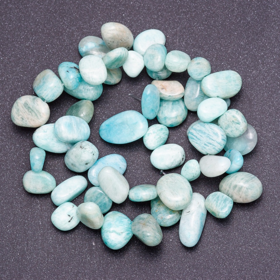 Amazonite Beads Faceted Butterfly, 6-12 mm, length 41 cm