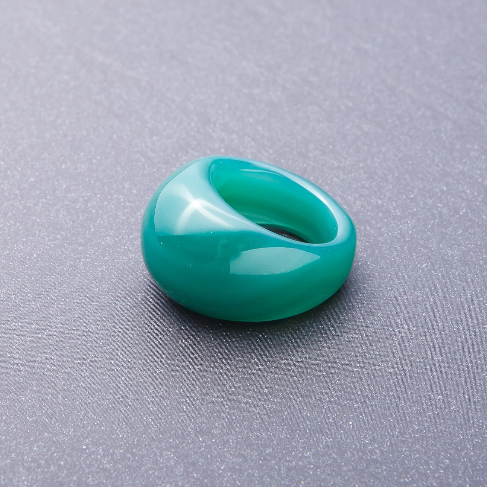 Green agate natural stone ring, sizes 20, 21 mm