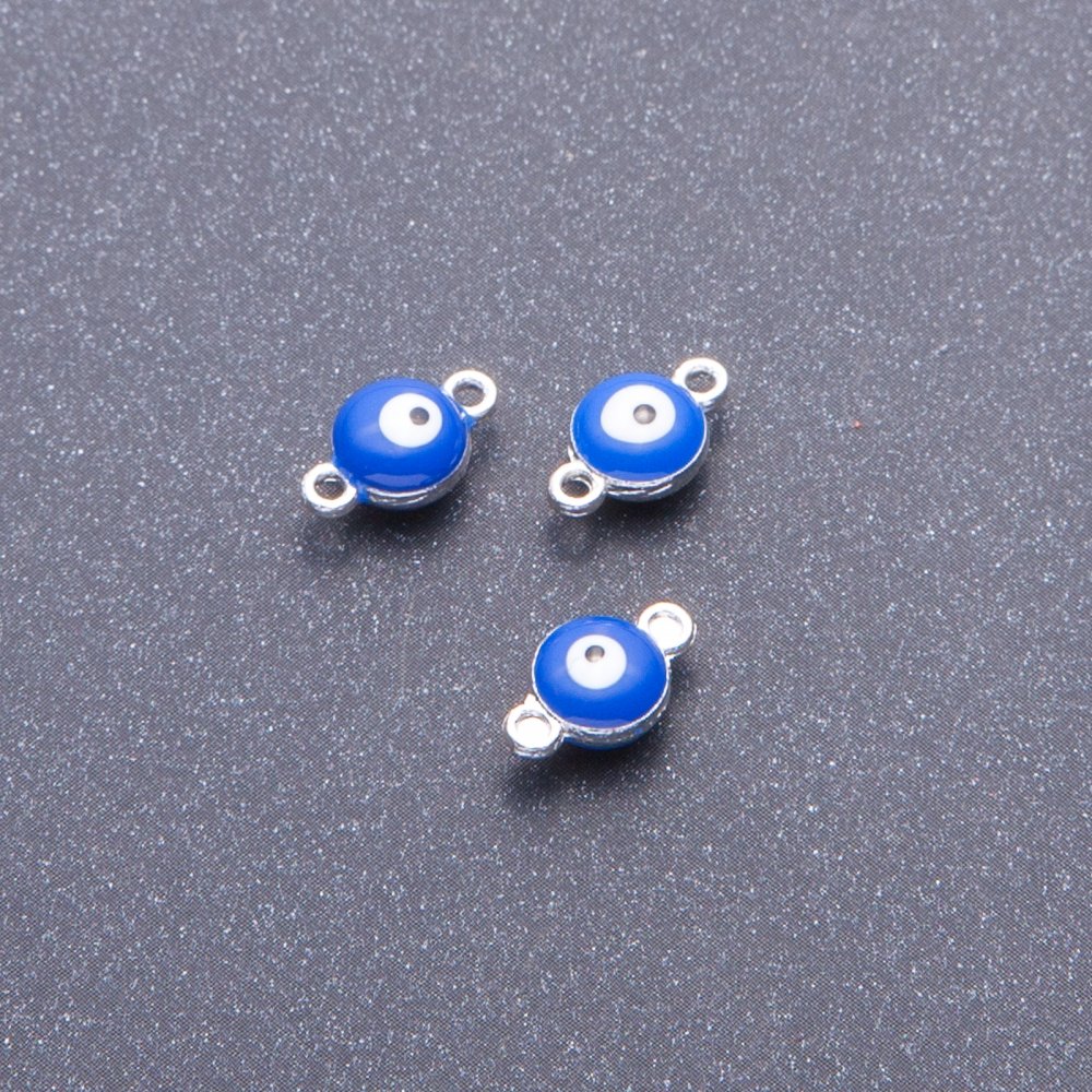 Eye Connector - blue-gray metal, 7mm diameter, 12mm length, pack of 12