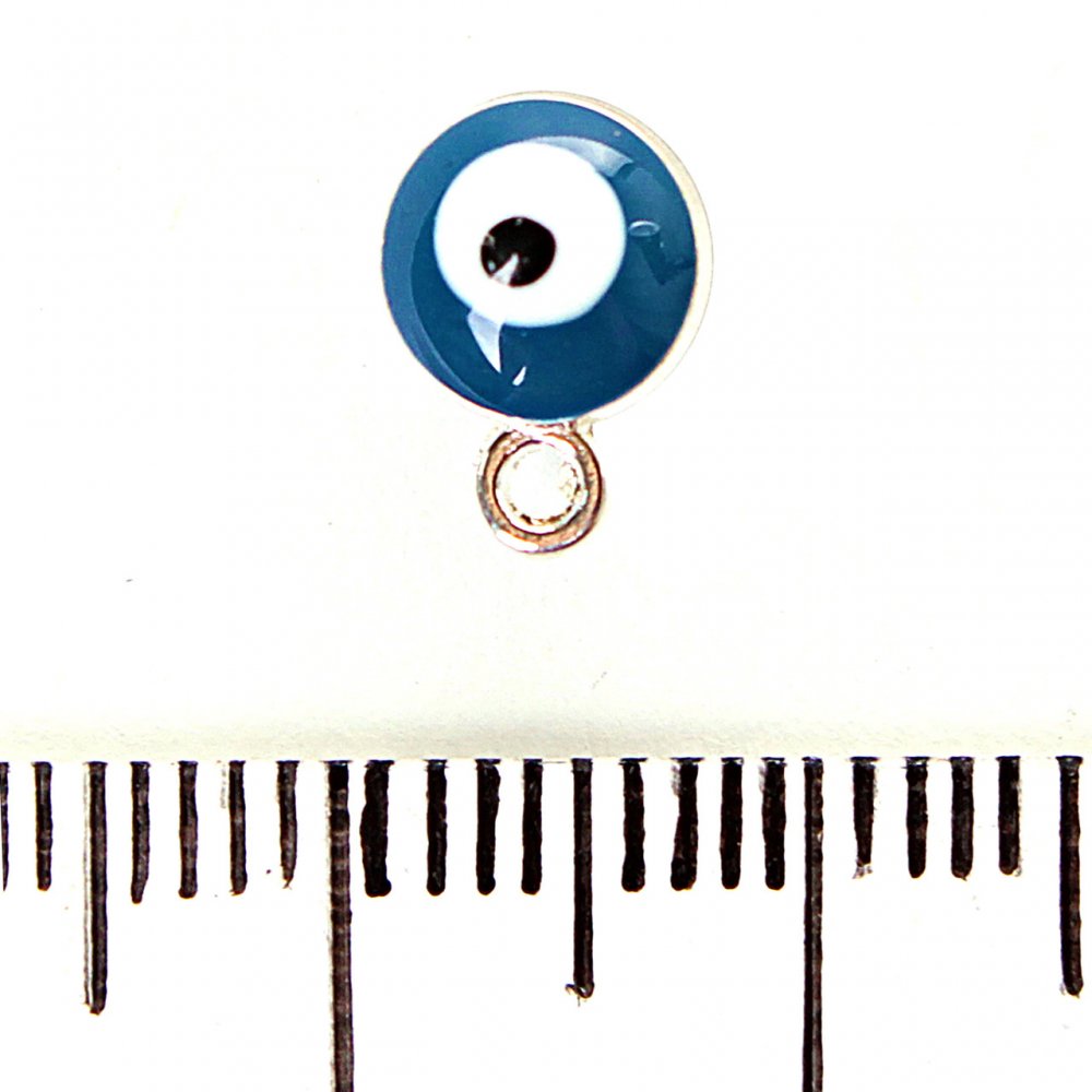 Findings Hamsa Pendant, dark blue with silver metal, 6mm, Pack of 12