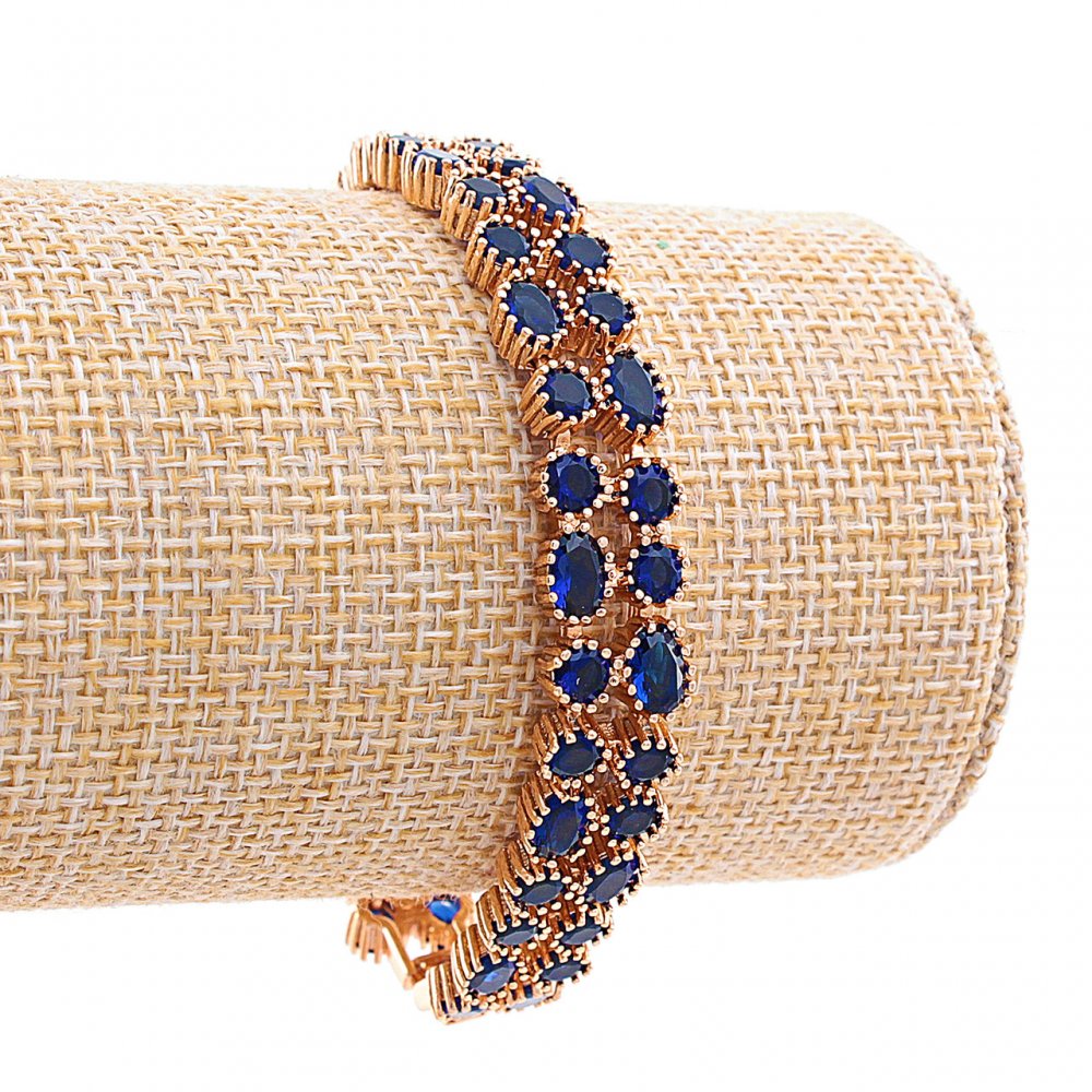 Xuping Women's Bracelet with Blue Round and Oval Crystals, Gold Color