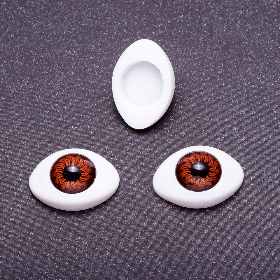 Fittings 'Living Eyes' brown pair with brown pupil, 8mm diameter, 11×14mm, pack of 50 pairs