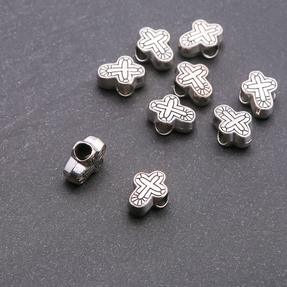 Pandora Cross Bead, diameter 4.5 mm, length 14x9 mm, finish 20 g +/- 9 pcs