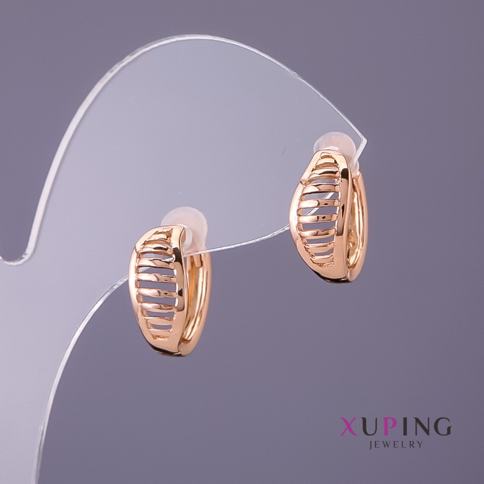 Xuping Earrings, 6 mm diameter, 14 mm length, 18K Gold Plating