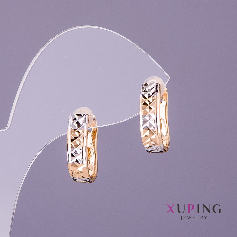 Xuping Earrings, 5 mm diameter, 12 mm length, gold color