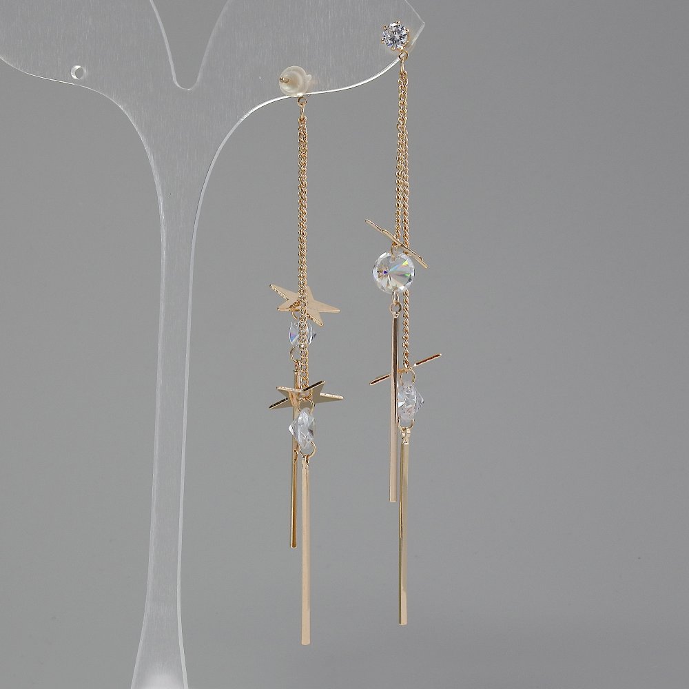 Earrings 'Itaolyao' with crystals, diameter 12mm, length 95mm, gold color