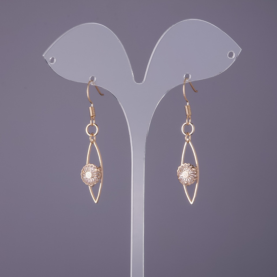 Earrings 'Itaolyao' with crystals, diameter 9mm, length 47mm, color gold