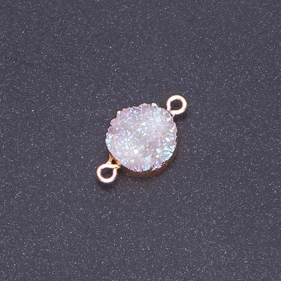 Connector White Cosmos 'Druse' Acrylic 'Gold', diameter 14mm, 3mm thick