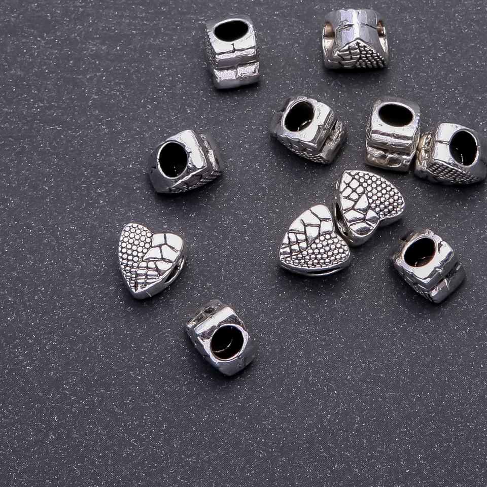 Pandora Heart Bead Insert, 10x9 mm, hole 4.5 mm, packaging 20 g ± 11 pcs