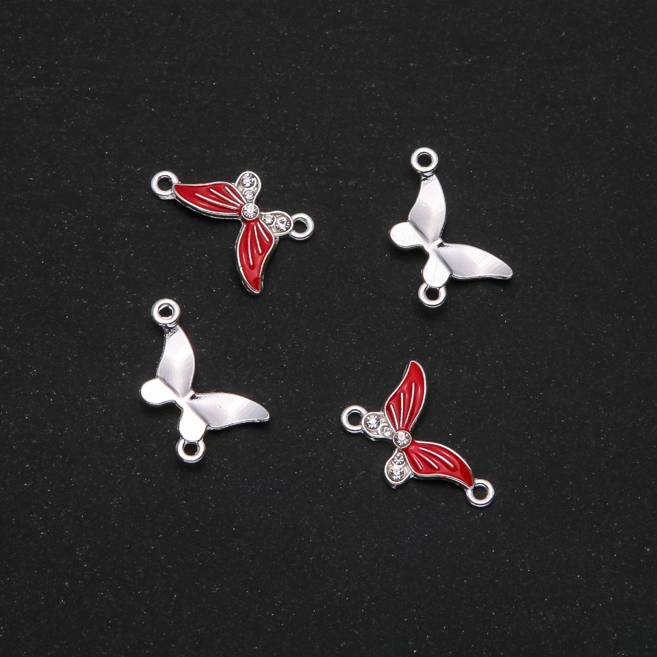 Фурнітура Коннектор Метелик червона емаль 24х12мм фас. 4шт