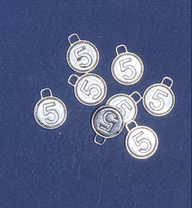 Pendant in the Shape of the Digit Five, 15mm, for Jewelry