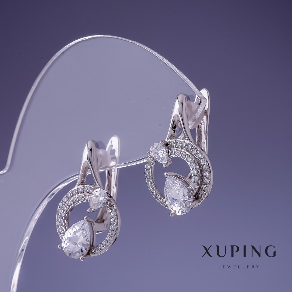 Xuping 20x12mm Rhodium Earrings