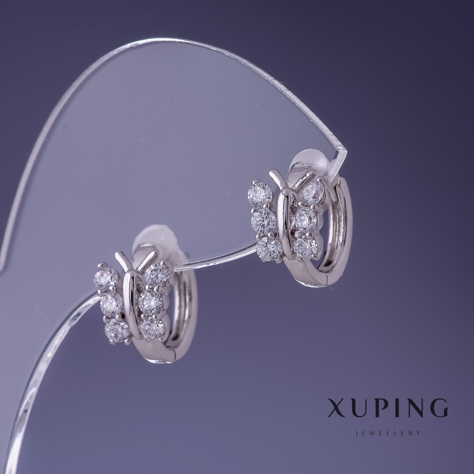 Earrings Xuping 'Butterflies' 11x9mm Rhodium