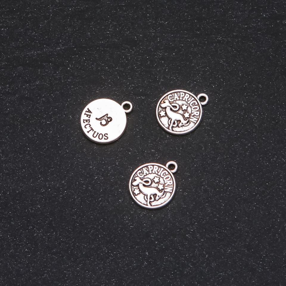 Pendant Findings Zodiac Capricorn, 12 mm diameter, packaging 20 g ± 19 pcs