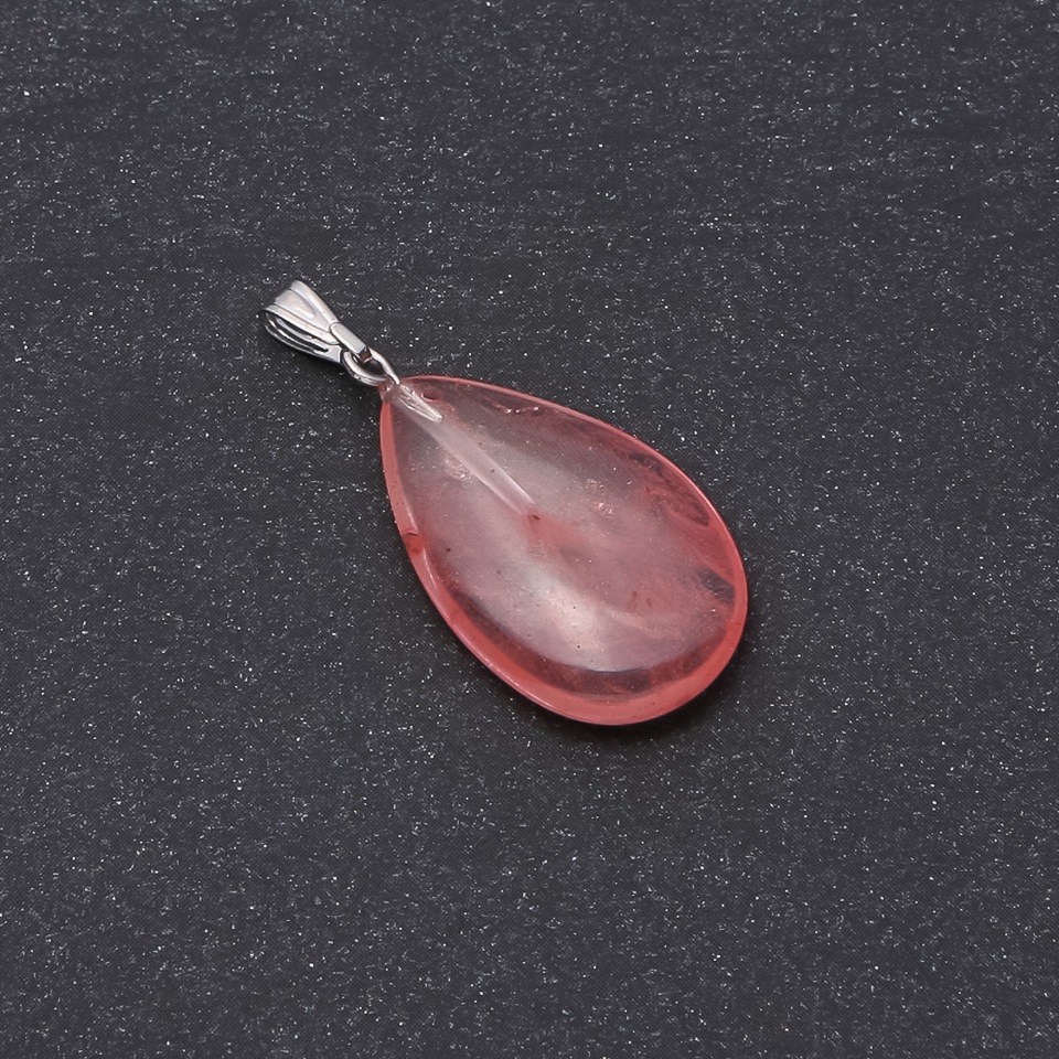 Drop Pendant with Watermelon Tourmaline Natural Stone 16×25×35 mm
