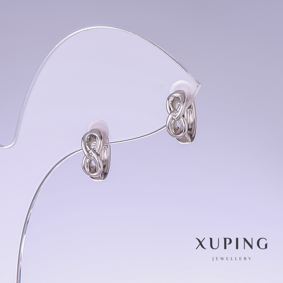 Xuping Earrings, Rhodium-plated, 12 mm length, 4 mm thickness