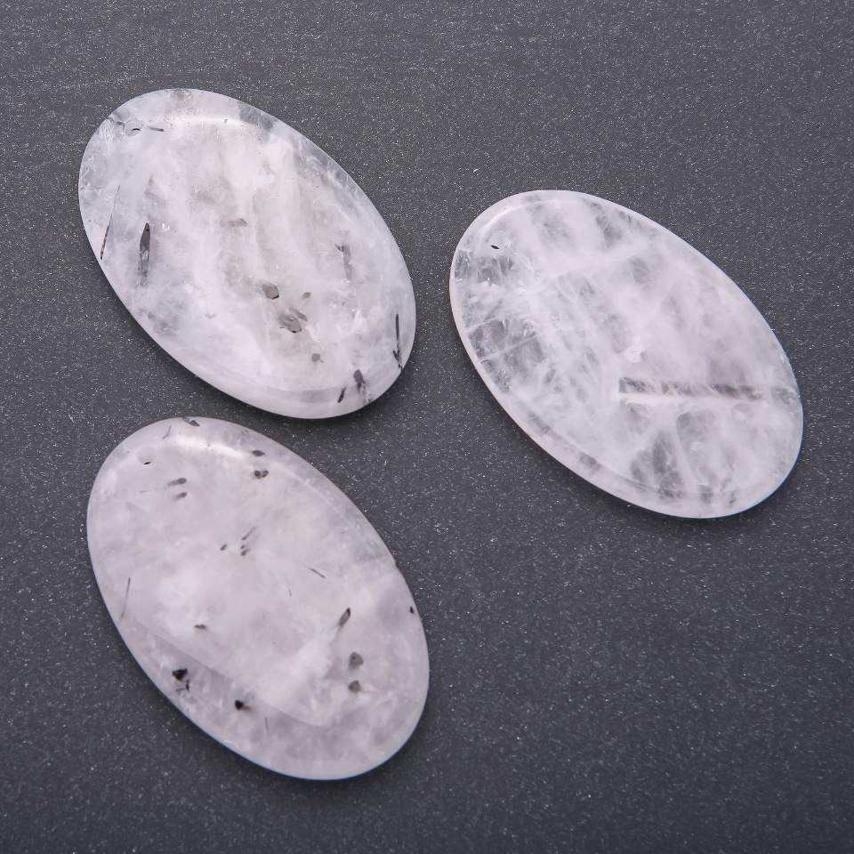 Pendant made from natural quartz stone "Hair Quartz" oval 55×35 mm (±)