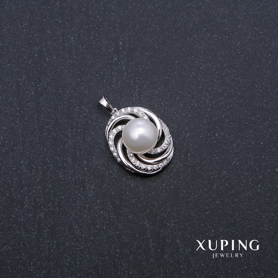 Xuping pendant with 'Mallorca' pearls 23×19×32 mm rhodium 18k