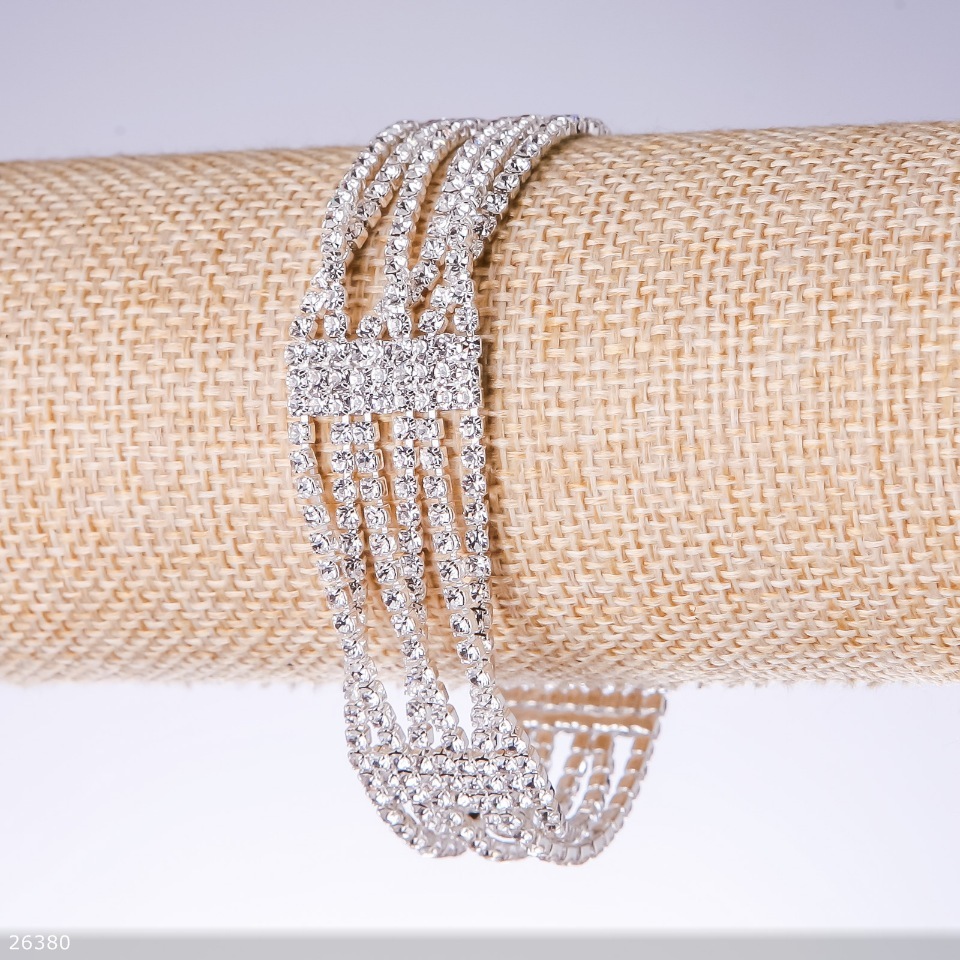 Crystal bracelet 'White', width 20mm, length 19cm 'silver'