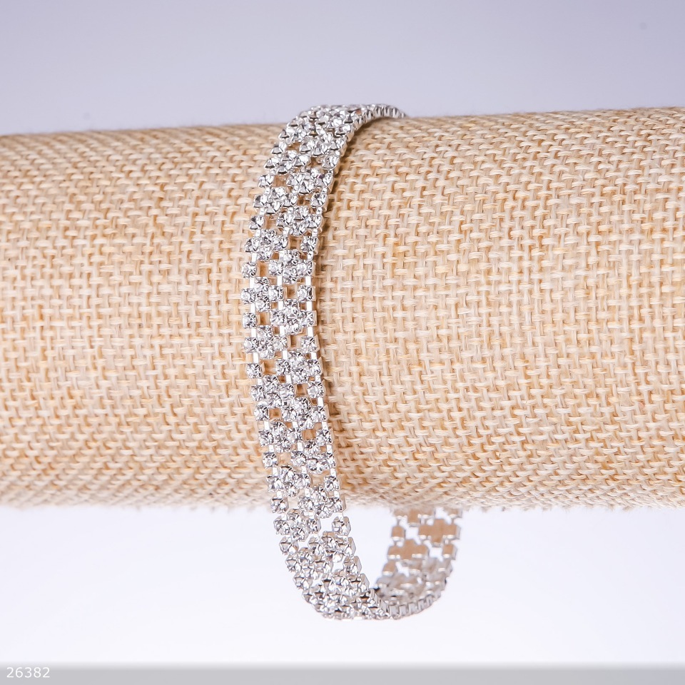 Crystal bracelet 'White', width 11mm, length 19cm 'Silver'