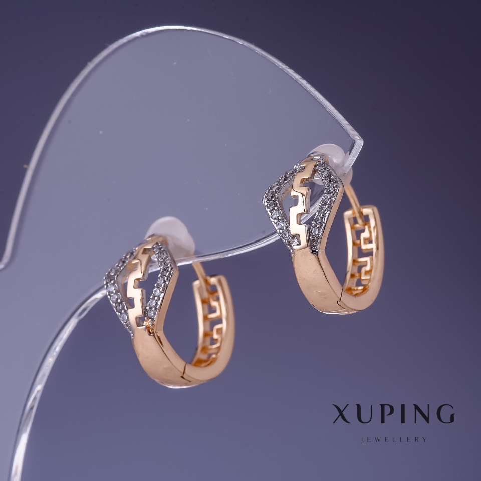 Xuping Earrings 15x8mm '18K gold plating' with White Rhinestones