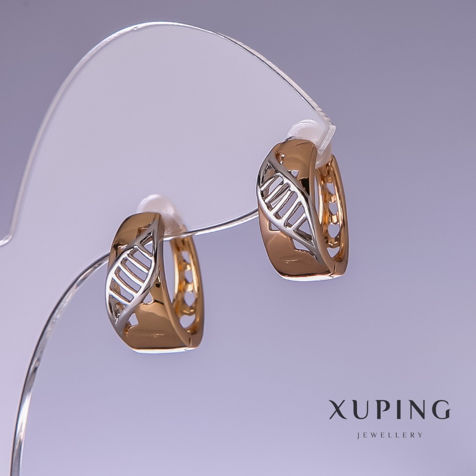 Xuping Earrings 16×7 mm '18k Gold Plating and Rhodium'