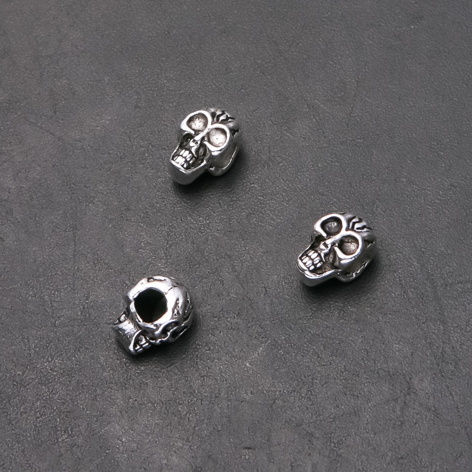 Pandora Skull Findings, 8 mm inner diameter, 4.5 mm diameter, 12 mm length, packaging 20 g, 9 pcs. (±)