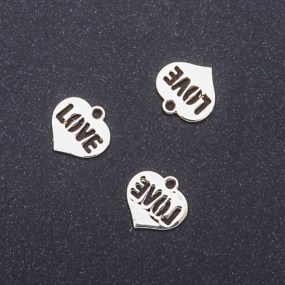 Pendant hardware Heart 'Light Gold', diameter 16 mm, length 15 m in-dmm packaging 12 pcs. (+ -)