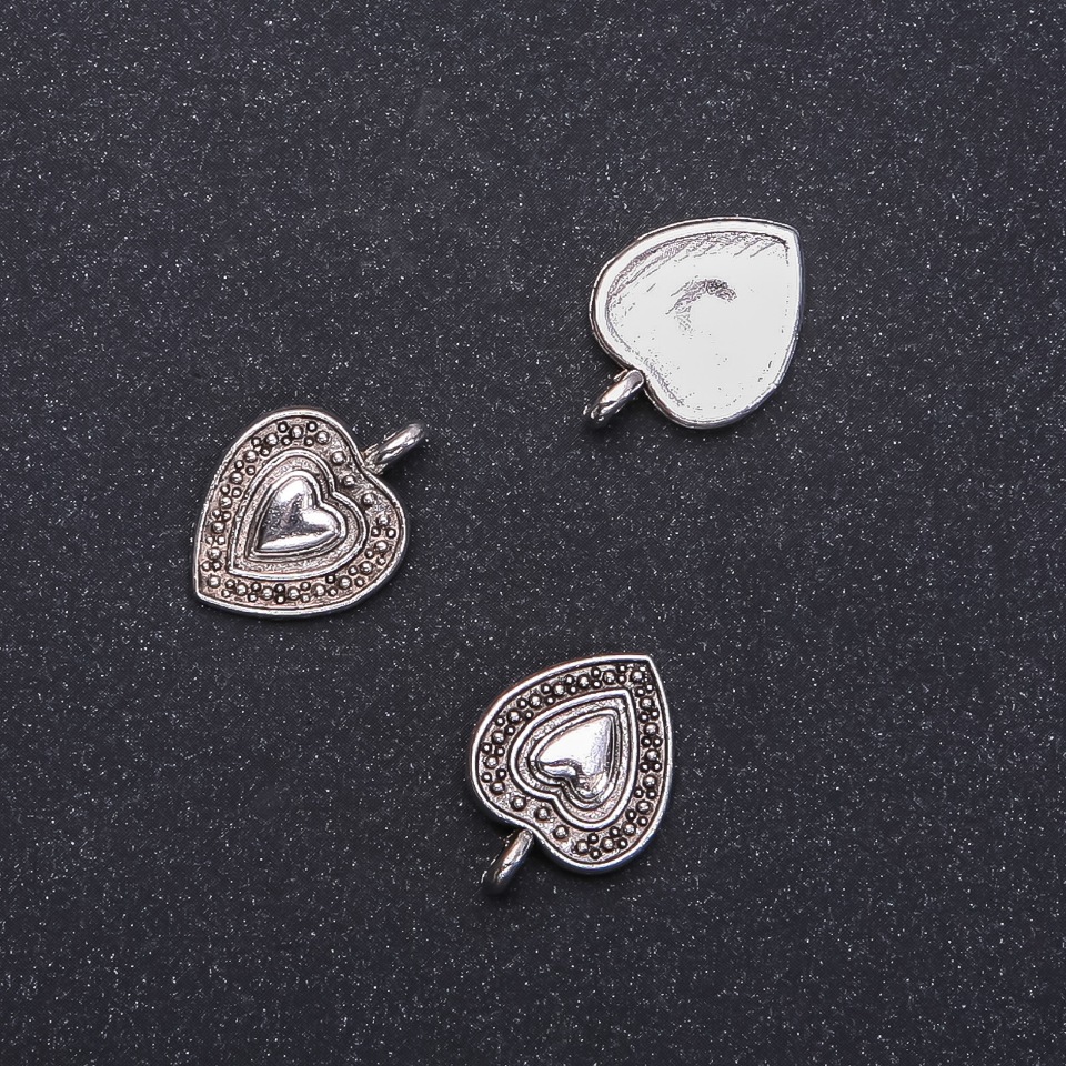 Heart pendant finding, diameter 13 mm, length 18 mm, packaging 15 pcs. (+-)