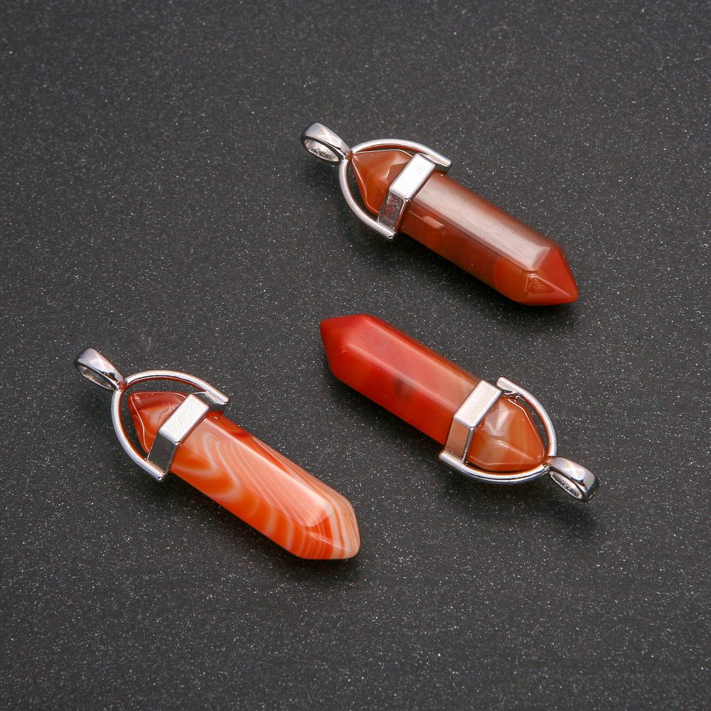 Hexagonal Carnelian Pendant 4 cm